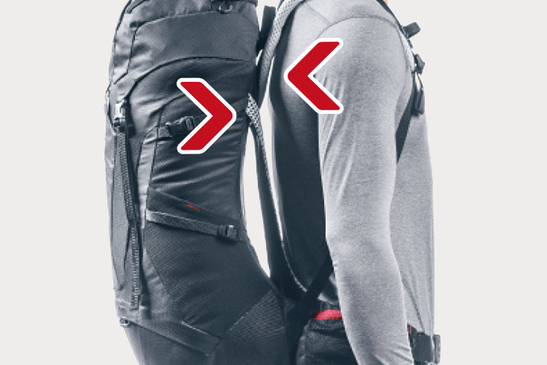Falsche Rucksackeinstellung: Rucksack sitzt zu tief