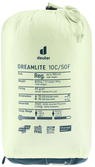 Sac de couchage synthétiques Dreamlite 10C/50F